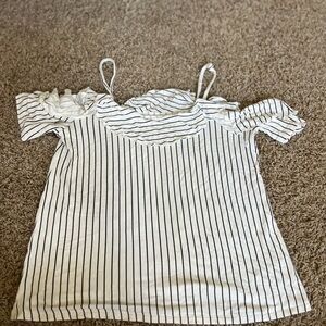 Soft and Sexy black and white striped off the shoulder top